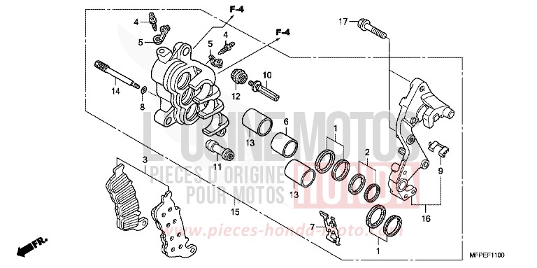 BREMSSATTEL, R. VORNE von CB1300 Super Bold'or ABS PEARL SUNBEAM WHITE (NHA66KF) von 2010